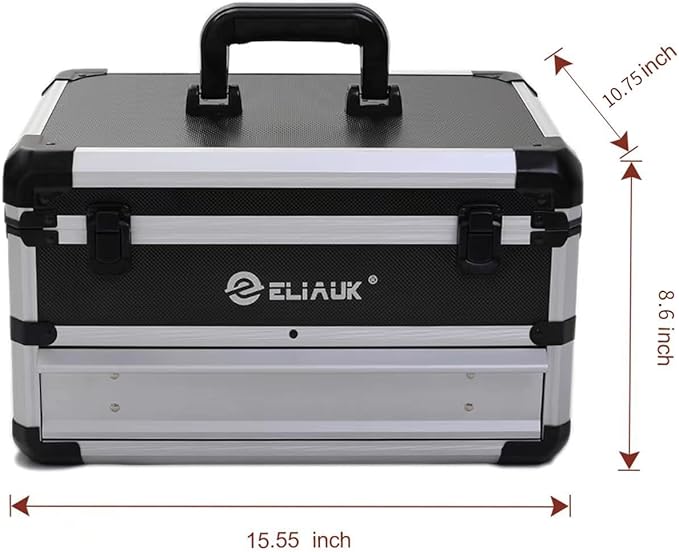 ELIAUK Tool Box Hard Case Tool Organizer Storage Cabinet Carry Case Tool box with Drawers(Silver)