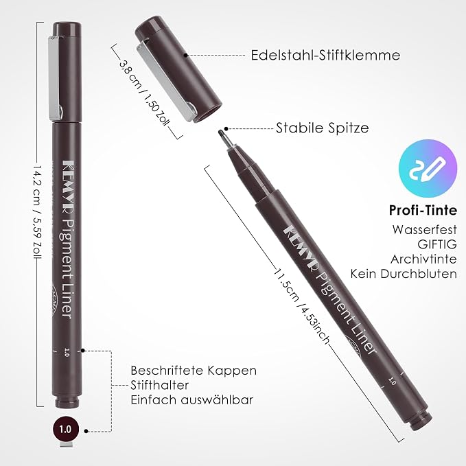 KEMYR 10 Micro Fine liner Drawing Art Pens Calligraphy Pens: 0.05mm-1.0mm Size - Image 3