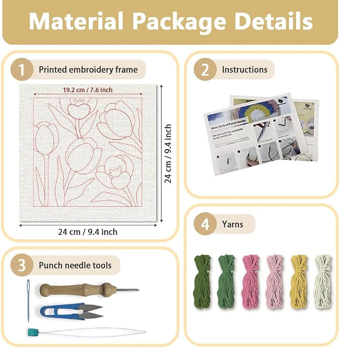 Doodlream Tulips DIY Punch Needle Embroidery Kit - Image 2
