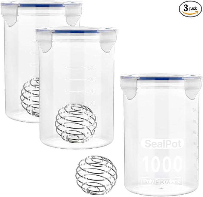 3 Sets Paint Container with Stainless Steel Mixing Ball, Plastic Paint Storage by Unknown