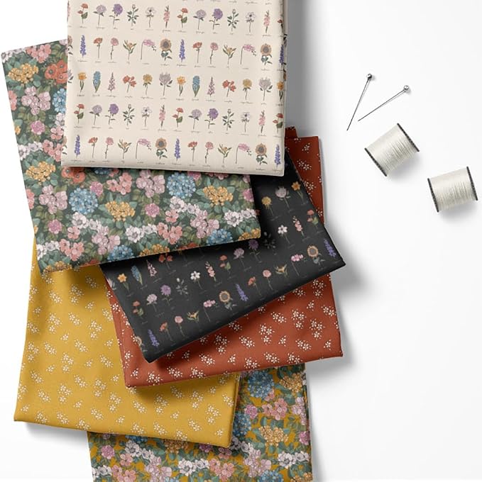 Patchwork Fabric Panel 100x155 cm, 100% Cotton Satin, 6 Coordinated Floral - Image 2