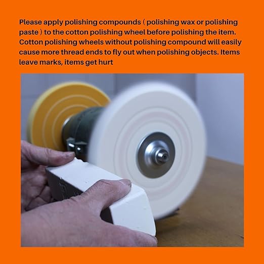 Cotton Buffing Wheel Kit 6 inch. for Bench Grinding Wheel Polishing Machines. Polishes Jewelry, Glass, Tools and More. 1/2 inch Arbor