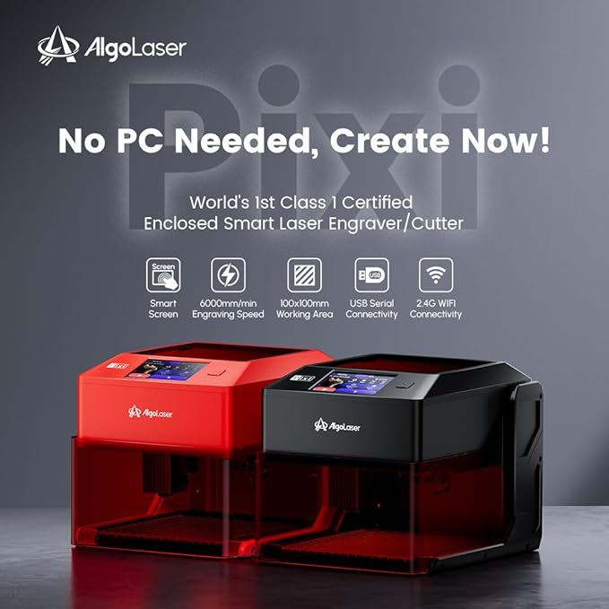 AlgoLaser 3W Laser Engraver Machine: Portable & Smart with 3.5" Touch Screen, Hand Drawing/Wireless/SD Card/Offline Engraving, AlgoOS 2.0 Self Developed System for Wood, Acrylic, Leather