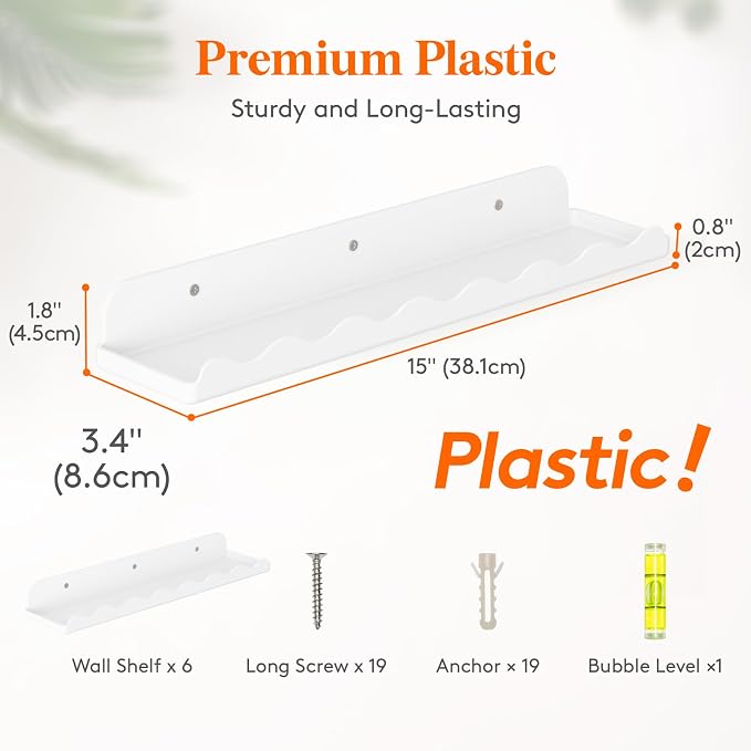 Lifewit Plastic Nursery Floating Book Shelves 12 Pack, Hanging Bookshelf Racks - Image 3