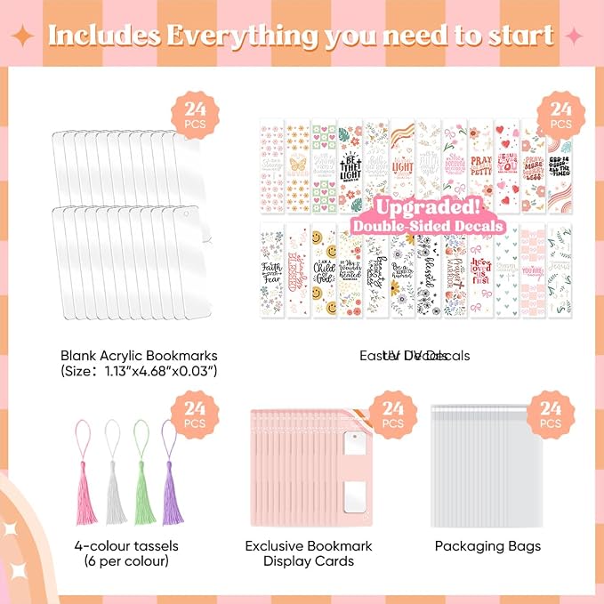 Kaciola 24PCS Acrylic Bookmark Blanks - Image 3