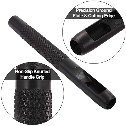 Spurtar Hollow Punch Set 12 Pieces 1/8"- 3/4" Heavy Duty Carbon Steel Round Leather Hole Tool Leather Punch Set Kit for Watch Cloth Belt Gaskets with Storage Bag (Black)