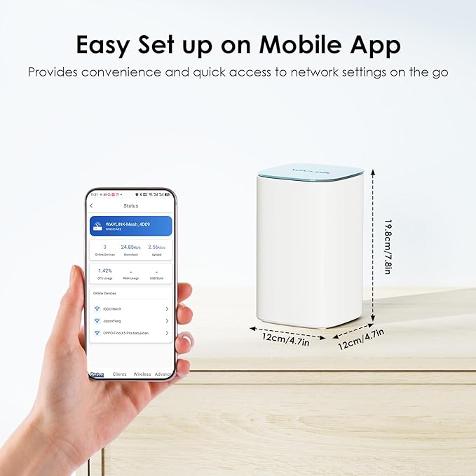 WAVLINK AX3000 WiFi 6 Mesh System 3 Pack - Covers up to 7300 Sq.Ft., Speeds up to 3.0 Gbps, Replaces Wireless Router and WiFi Extender Signal Booster, Easy Setup, Smart App Control