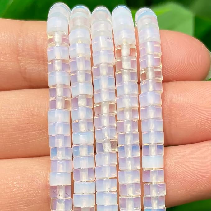 150Pcs 4×2mm Natural White Opal Spacer Stone Beads - Image 3