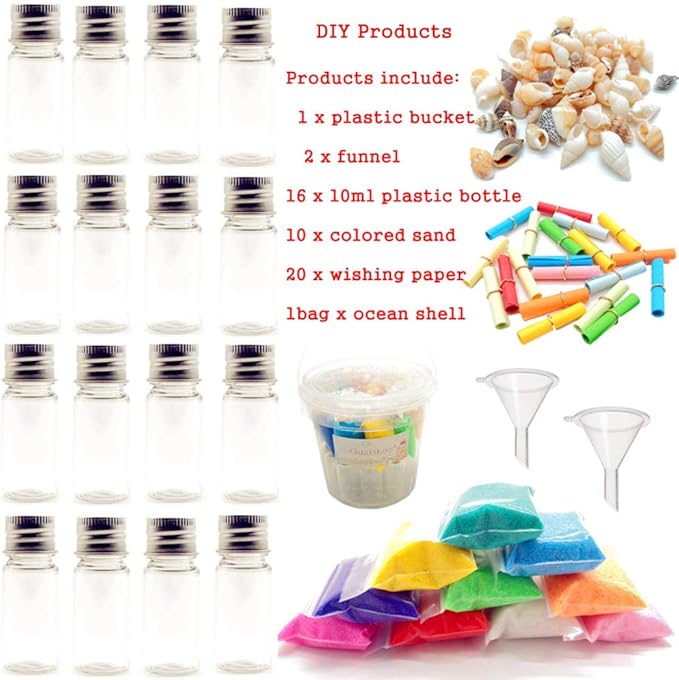Guaishou DIY Sand Art and Crafts Kit Wishing Bottles Colorful Sands Beach Sea - Image 2