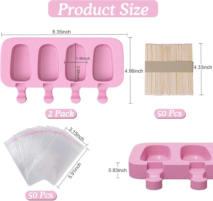Ozera 2 Pack Popsicles Molds, Silicone Cake Pop Molds - Image 3