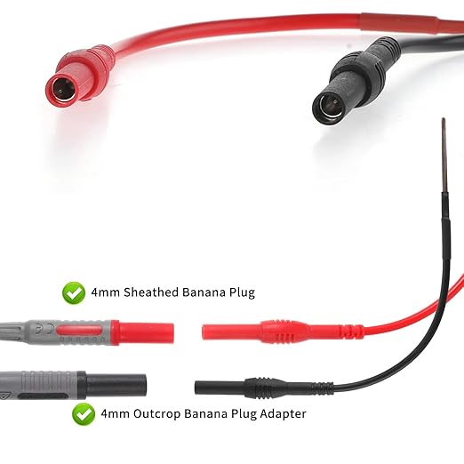 Flexible Spoon Back Probe, 4PCS Multimeter Leads Kit Silicon Flexible Test Back Probe Pins Test Wire Kit Power Probes Compatible with 4mm Banana Plug for Wire Piercing Car Repairing Electrical Testing