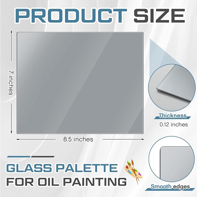 Nuanchu 1 Pcs 8.5 x 7 Inches Neutral Grey Tempered Glass Palette - Image 3