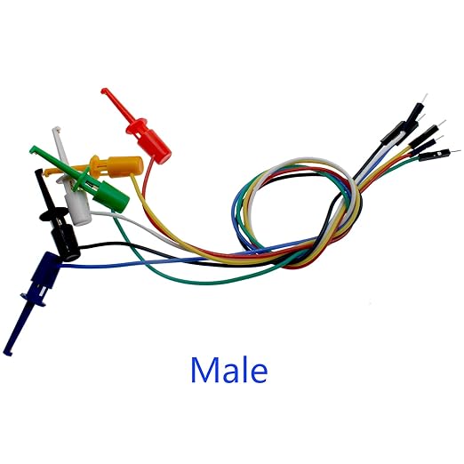 12 PCS Test Hook Clips to Breadboard Male or Female Jumper Wires Soft Flexible Silicone Test Leads for Electrical Testing