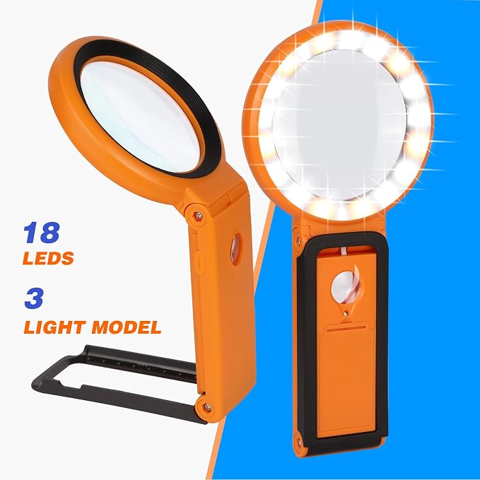 Magnifying Glass with Light and Stand, Foldable Handheld Magnifying Glass 18 - Image 5