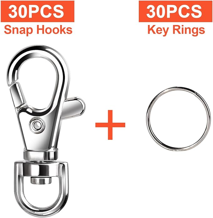 LEOBRO 60PCS Lobster Claw Clasps and Key Rings, Keychain Making kit - Image 2