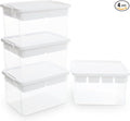 Citylife 32QT 4-Pack Clear Craft Storage Box Buildable Lid Removable Tray | by Anywish