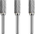 Carbide Burr Set 1/4" Shank SA-5 Die Grinder Bits Tungsten Double Cut Burr Bits (1/2" Cutter Dia X 1" Cutter Length) for Die Grinder Kits Metal Grinding Drilling Polishing (3pcs)