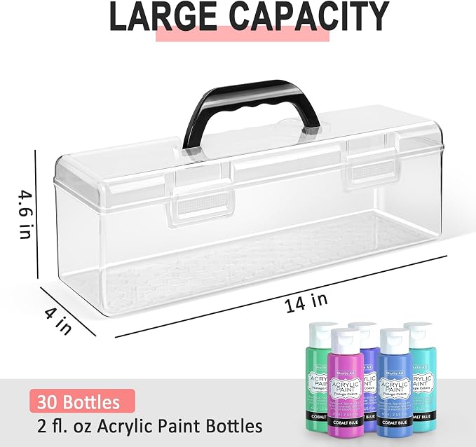 Vowcarol Acrylic Paint Storage Box, 30 Bottles Capacity Acrylic Paint Organizer - Image 2