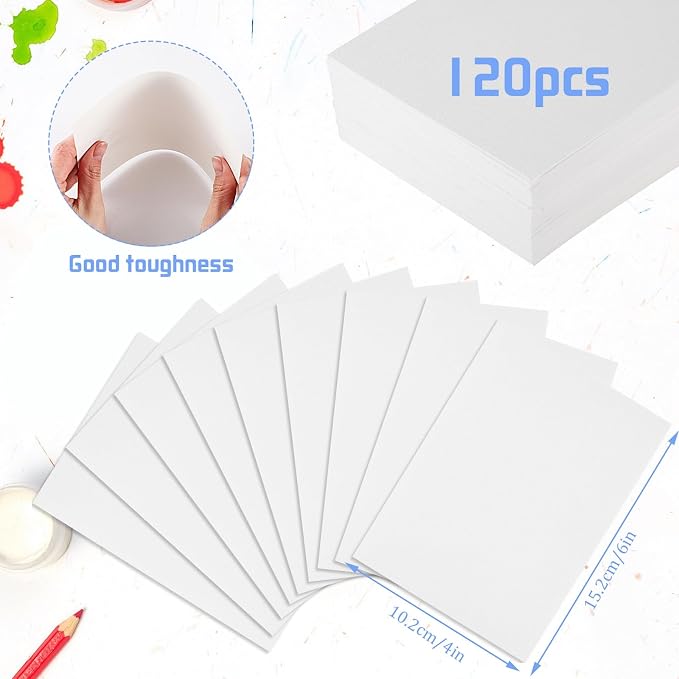 120 Sheets Watercolor Paper Bulk, 140 lb/300 GSM White Cold Press Paper Water - Image 2