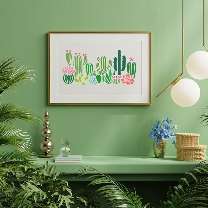 2Pcs Cactus Flower Stencils for Painting, 10 Styles Reusable Succulent Plants - Image 4