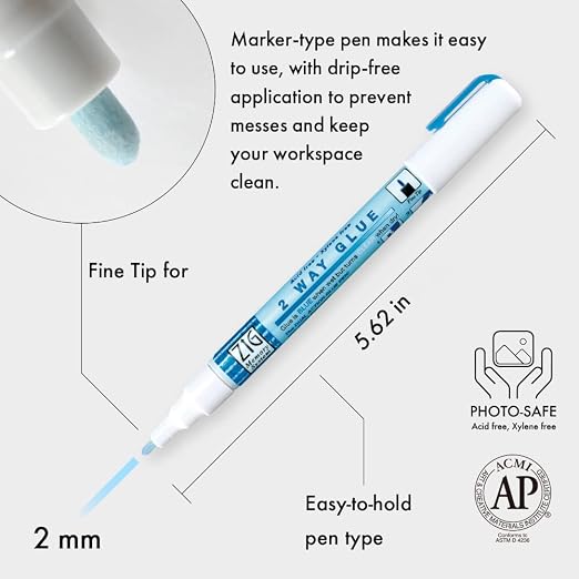Kuretake Zig 2 Way Glue Pen, 2mm Fine Tip, Adhesive - Image 2