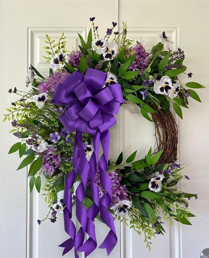 HUIHUANG Purple Satin Wired Ribbon 1-1/2 inch Dark Purple Wire Edge Ribbon - Image 6