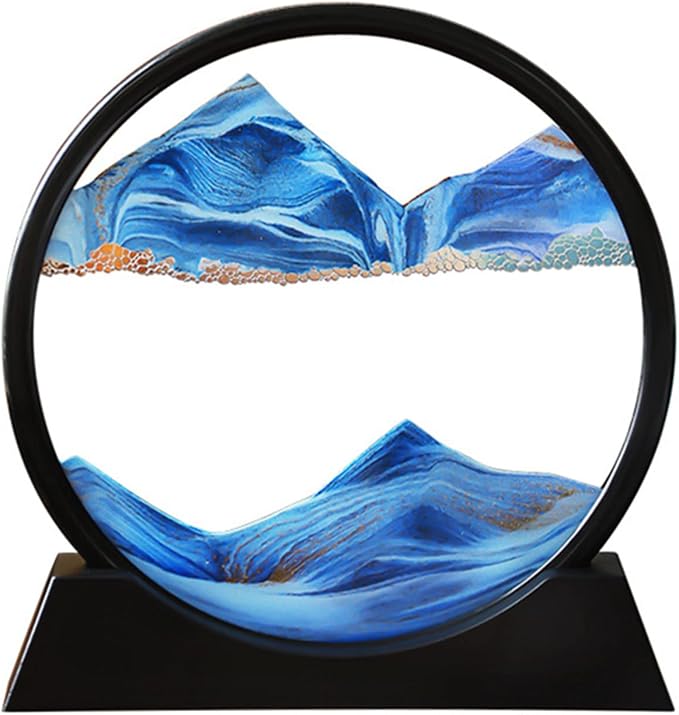 Arthink Moving Sand Art Picture in Motion Round Glass 3D Deep Sea Landscape by Arthink