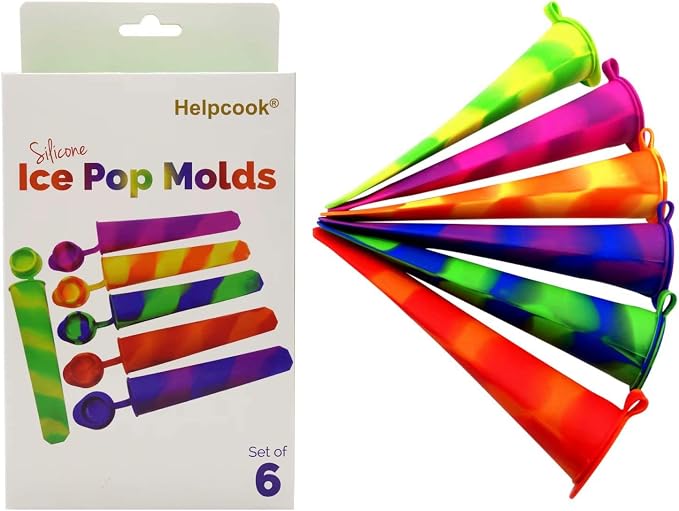 Homemade Popsicle Molds, 6 Pack Drip Free Ice Pop Molds | Easy Release Silicone by Helpcook