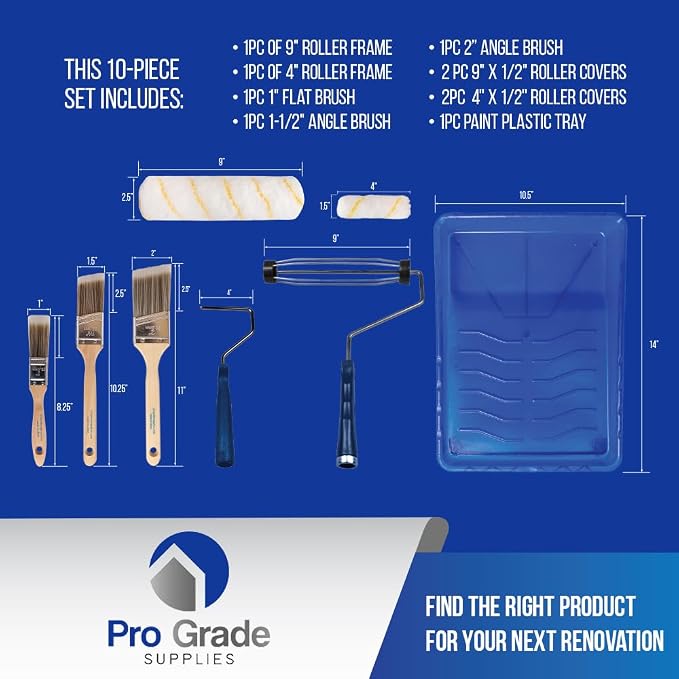 Pro Grade Paint Roller Kit, Paint Brushes - Image 3