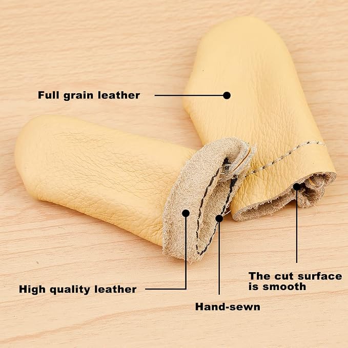 3 Pairs Leather Finger Protector Needle Felting Knitting Finger Thimble Guards - Image 3