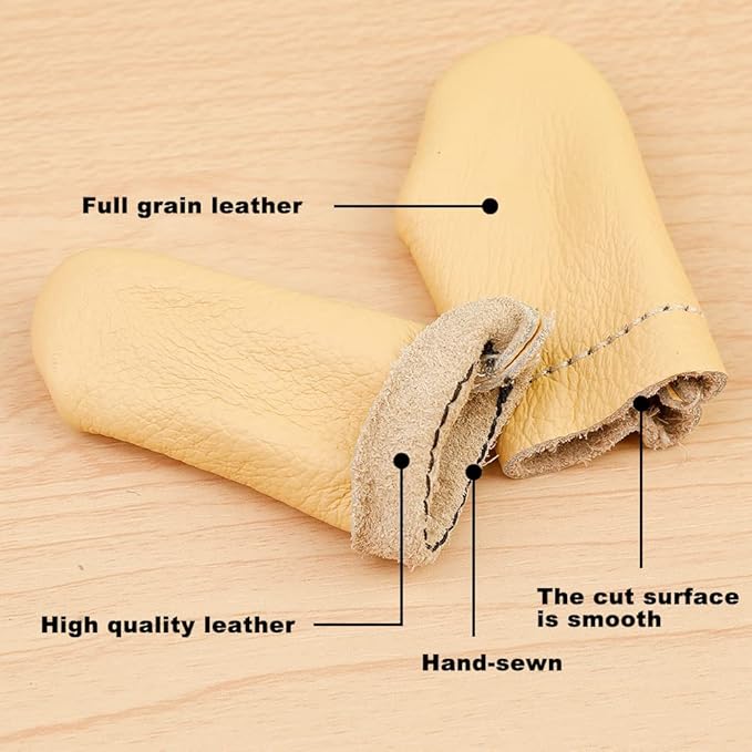 2 Pairs Leather Finger Protector Needle Felting Knitting Finger Thimble Guards - Image 3