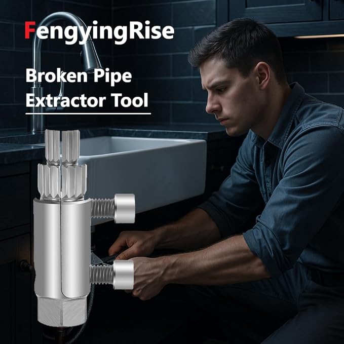 Broken Pipe Extractor Tool - Heavy Duty Carbon Steel, Electroplated Finish for Rusted 1/2" 3/4" 1" Pipes | Hex Wrench & Case Included