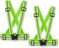 Reflective Vest Running Gear, 2Pack High Visible Safety VES for Cycling Jogging Running Walking, Adjustable for Men Women Kids