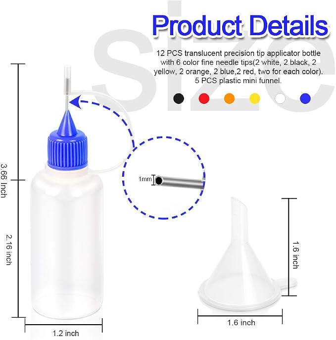 12pcs Precision Tip Applicator Bottles - Image 2