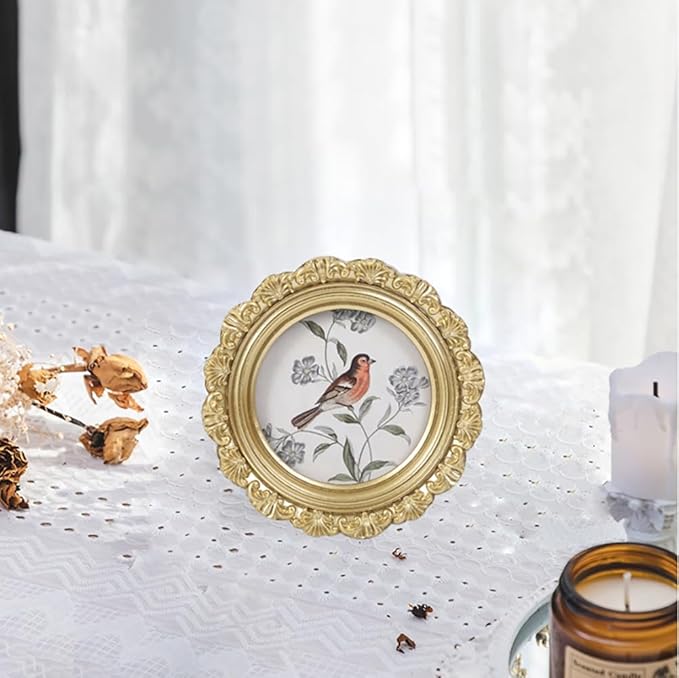 Vintage Picture Frames 3x3 Round Gold Antique Picture Frames - Image 4