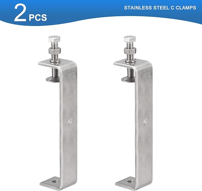 2 Pack 304 Stainless Steel C Clamps with 130mm/5.12" Stable Wide Jaw Opening Tiger Clamp for Woodworking Welding Construction Household Mount