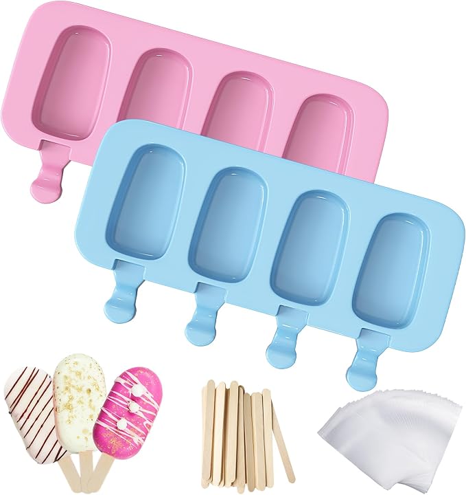 Ozera 2 Pack Silicone Popsicles Molds, Reusable Cake Pop Molds Set | Popsicles by Ozera