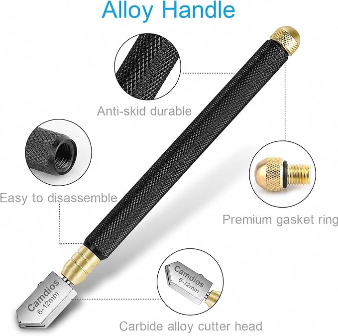 Glass Cutter 2mm-20mm, Upgrade Glass Cutter Tool, Pencil Style Oil Feed Carbide - Image 5
