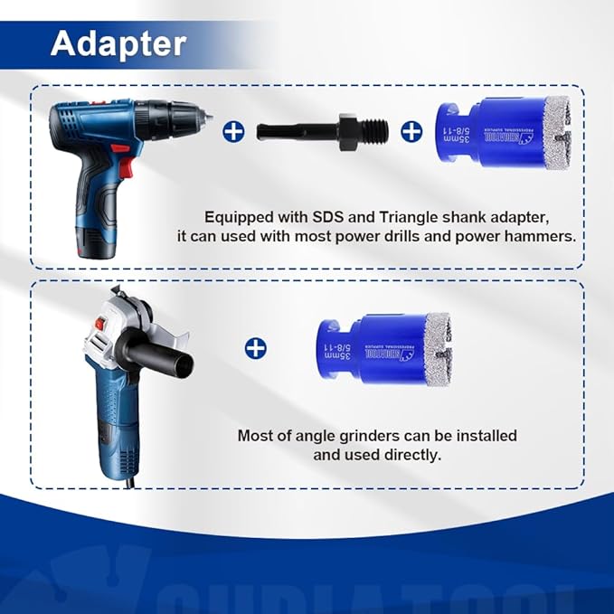 SHDIATOOL Diamond Drill Core Bits Set for Porcelain Hole Saw Cutter for Tile Marble Ceramic Granite 5/8-inch-11 6pieces(20/25/35/50/75/100MM)