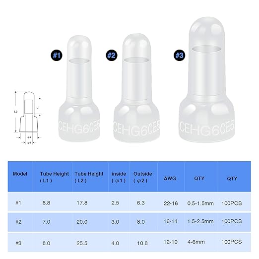 Nilight - 50036R Closed End Crimp Terminal 300 pcs 22-16/16-14/12-10 Gauge Nylon Wire Connector Kit,2 Years Warranty