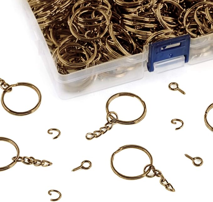 Swpeet 450Pcs Bronze 1" 25mm Key Chain Rings Kit, Including 150Pcs Keychain - Image 5