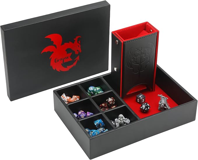 Grajar DND Dice Tray and Tower: Portable Dice Storage by Grajar