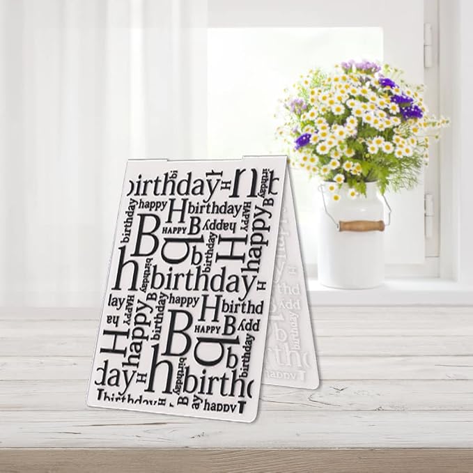 3-D Textured Impressions Background Embossing Folder, Happy Birthday Words - Image 5
