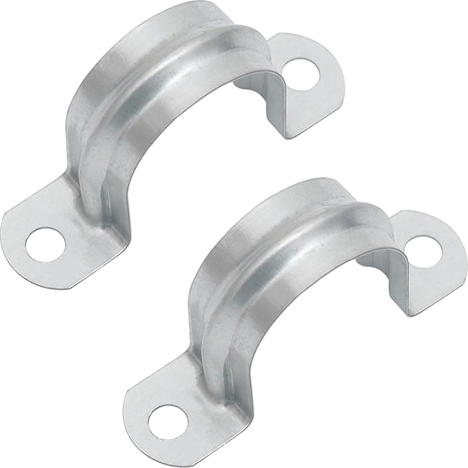 20 PCS 2 Inch Reinforced Rigid Pipe Strap, 2 Holes U Bracket Cable Clamp Hanger, Zinc Coated Tension Tube Clip, Conduits Strap Clamps for Pipe Fixing on Various Surfaces, 20 PCS(50 mm)