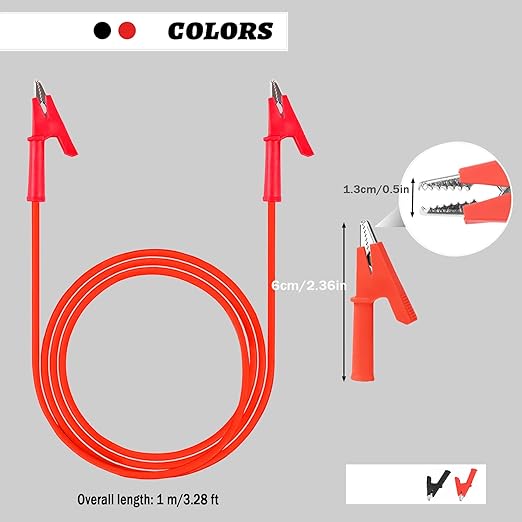 Alligator Clip Boost Jumper Cable, Double Ended Alligator Clip Electrical Test Leads, Copper Test Cable with Alligator Clip Jumper 3.28ft, for Multimeter, Electrical Test (Y-Y 16AWG 2S)