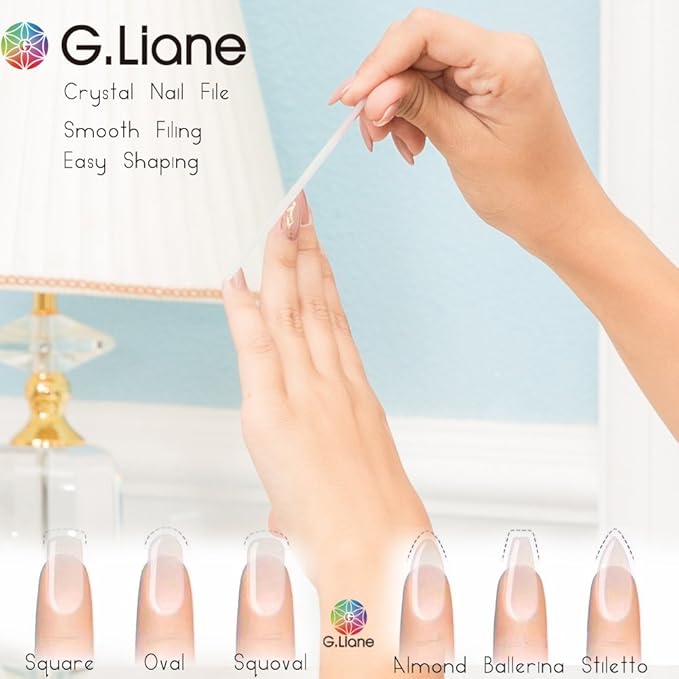 Glass Manicure File with Austria Crystals Shape and Smooth Nail File Tool with Case Best for Gentle & Safe Nail Care Kit for Beautiful Fingernails(Pink Love)