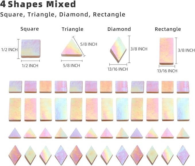 Lanyani Iridescent Glass Mosaic Tiles Supplies 200 Pieces Iridized Stained - Image 4