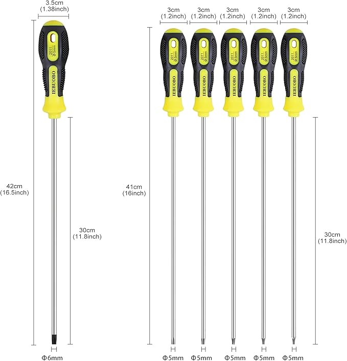 Extra Long Torx Screwdrivers Set, length 12-inch T10-T30, plus Long star Screwdrivers, Setwith Magnetizer/Demagnetizer Tool 6-Piece