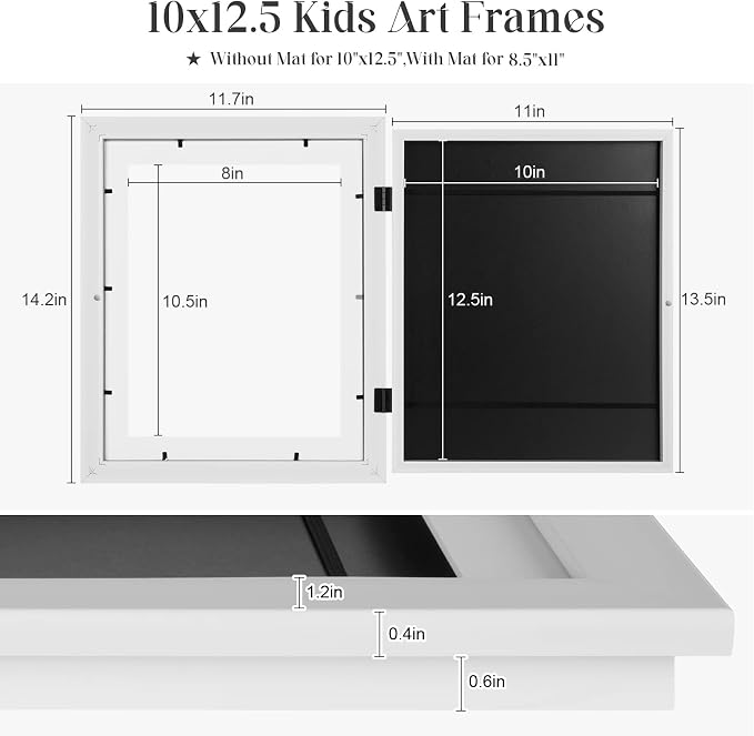 Kids Art Frames, 10x12.5 Front Opening Kids Artwork Frames Changeable, Holds 50 - Image 3