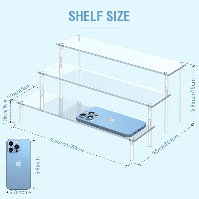 Acrylic Display Risers, 3 Tier Perfume Organizer, Dessert Shelves - Image 2